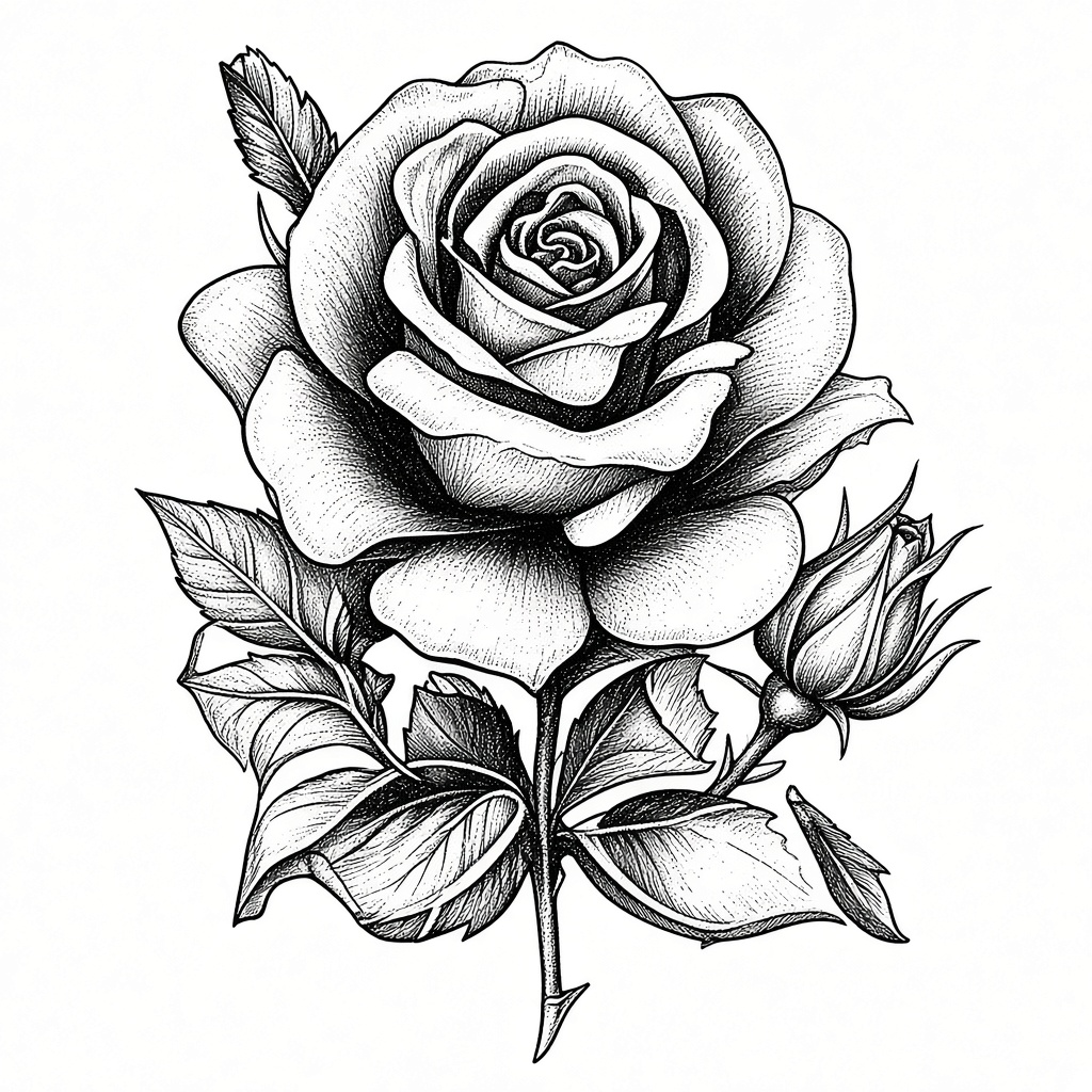 Rose tattoo drawing