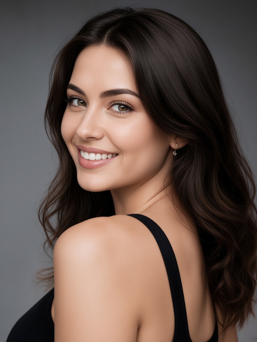 Portrait photograph of a smiling woman