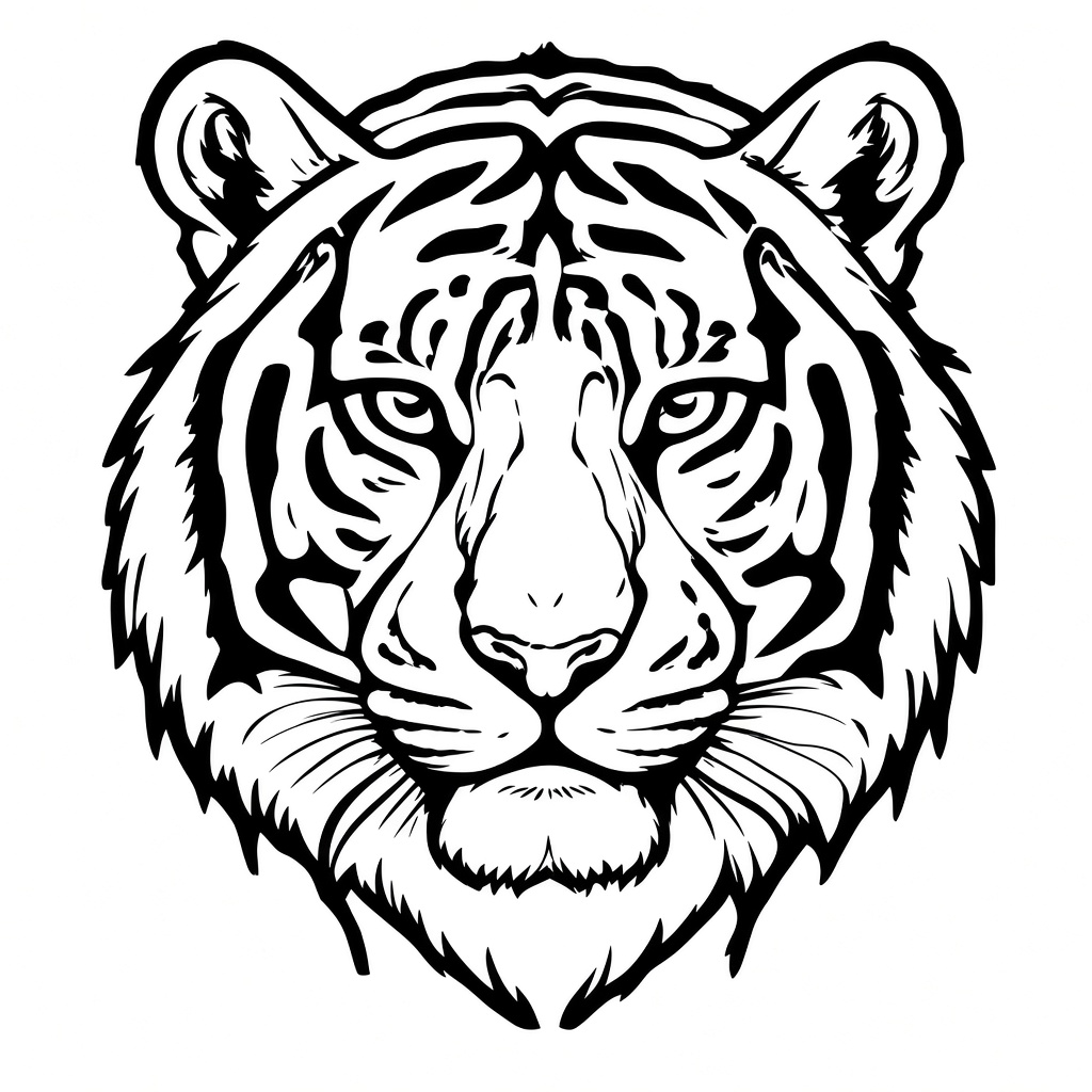 Tiger stencil linework ready to print